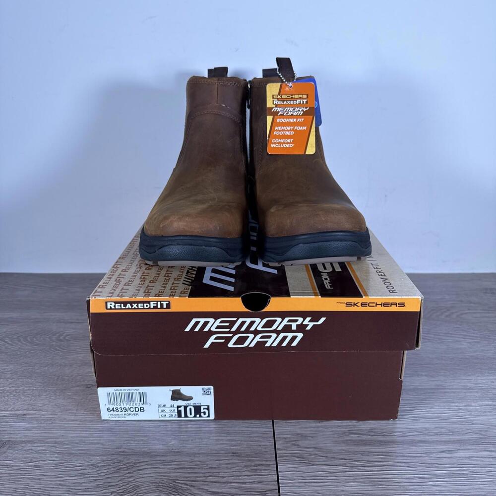 Skechers Men’s Size 10.5 Resment Korver Air Cooled Memory Foam Leather Boots - Picture 4 of 9